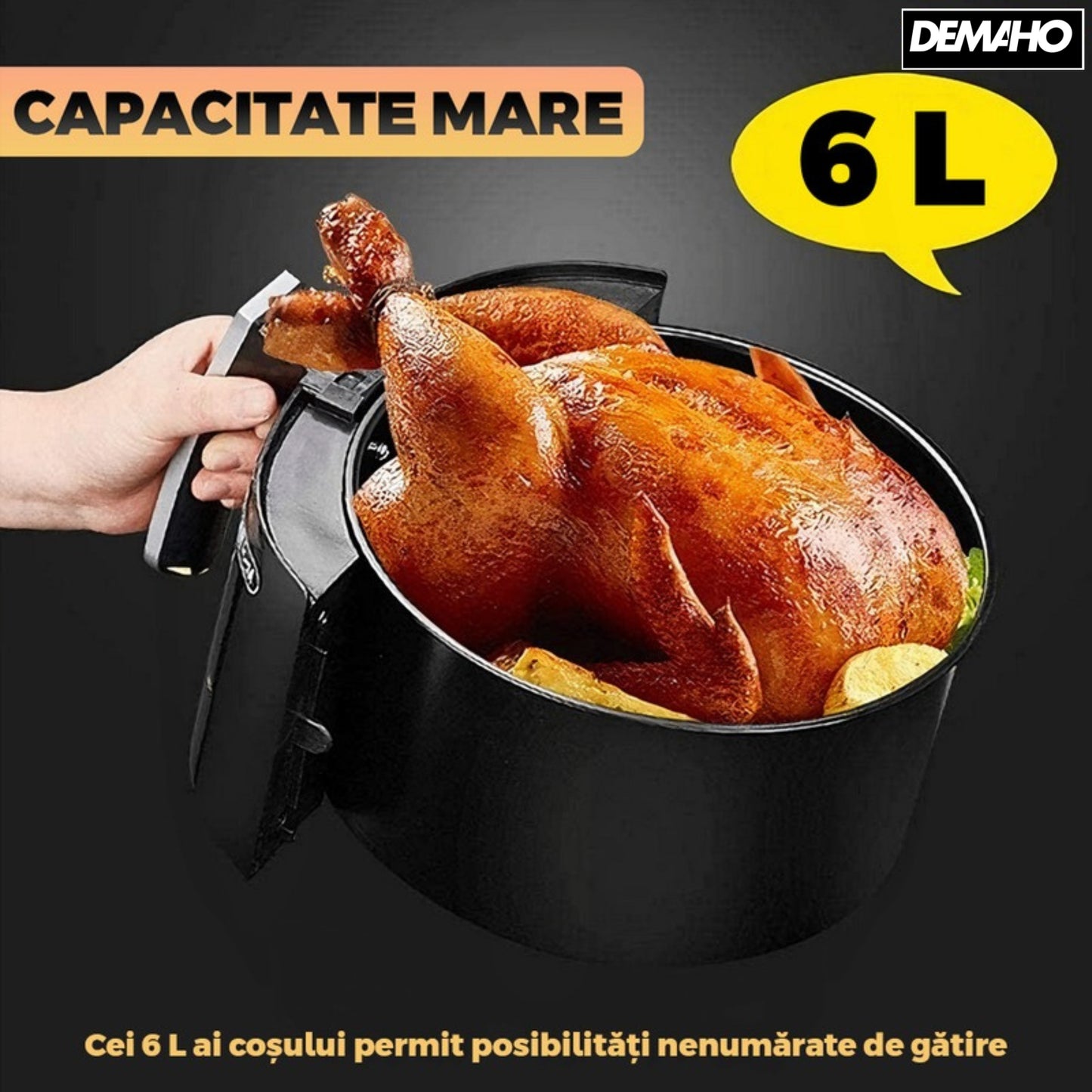 Friteuza cu Aer Cald SilverCrest Air Fryer, 6L, 2400W, 10 Programe, Afisaj Digital, LCD Touch, Gătire Uniformă, Conductă de Aer 3D, Ușor de Curățat