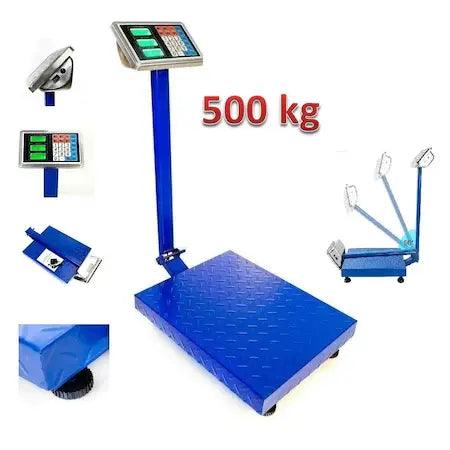Cantar Electronic 500kg cu acumulator si platforma metalica din tabla striata, brat rabatabili eseller.ro
