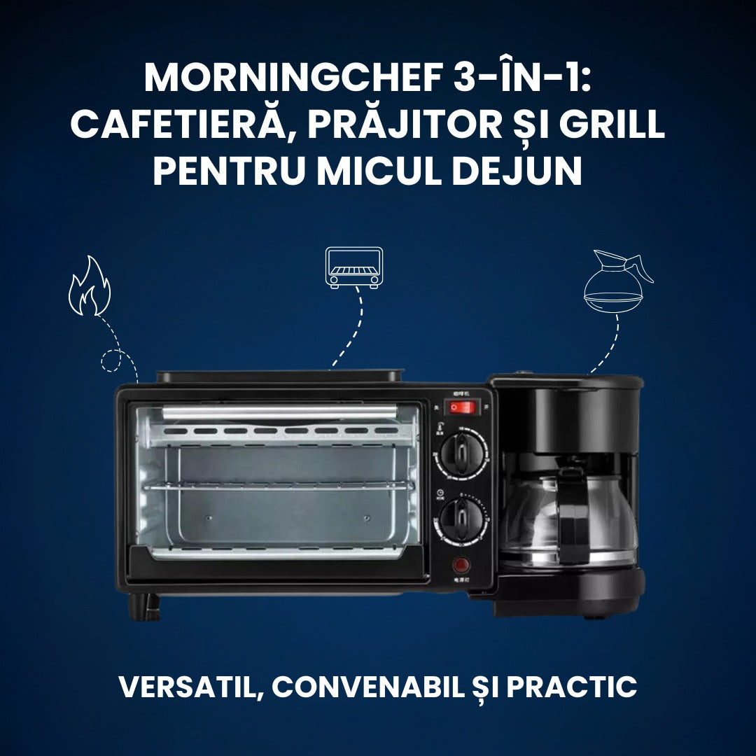 Aparat pentru Micul dejun perfect: Cuptor, Grill si Filtru Cafea, MorningStation