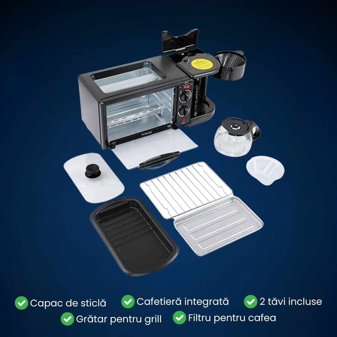 Aparat pentru Micul dejun perfect: Cuptor, Grill si Filtru Cafea, MorningStation