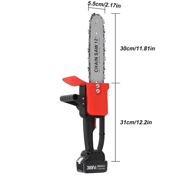 Drujba Electrica - Motofierastrau DEMAHO, 1200W cu Lamela, 12 inch cu 2 Acumulatori 48V, 4200 rpm