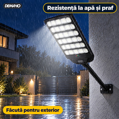 Lampă Solară Stradală DEMAHO Zenith 1600W – LED 120.000 lm, IP66, Telecomandă, Senzor de Mișcare și Lumină