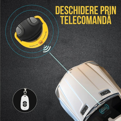 Blocator loc parcare automat DEMAHO ®, cu 2 telecomenzi si alarma, suporta 2 tone, control de la distanta prin telecomanda, 50m, functie antifurt, alarma, Galben/Negru