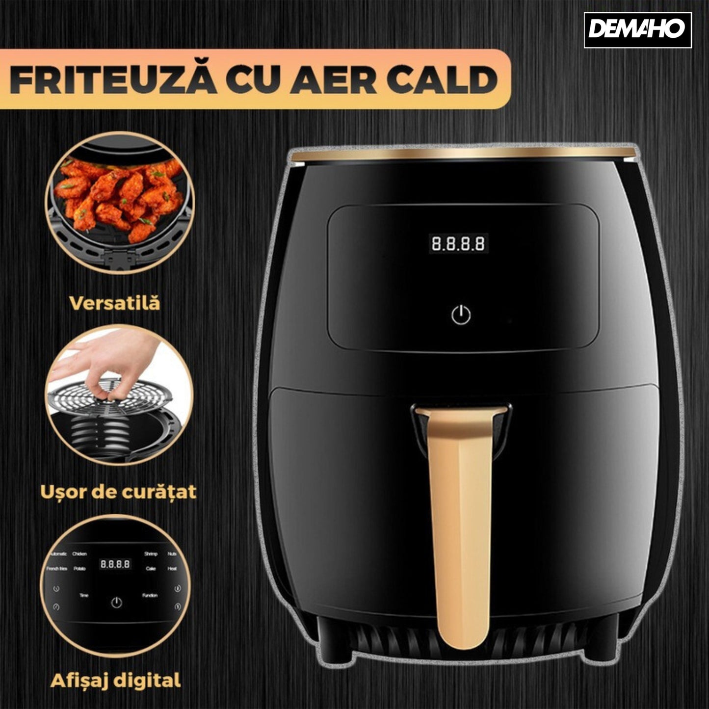 Friteuza cu Aer Cald SilverCrest Air Fryer, 6L, 2400W, 10 Programe, Afisaj Digital, LCD Touch, Gătire Uniformă, Conductă de Aer 3D, Ușor de Curățat