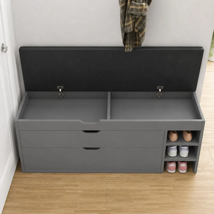 Dulap pentru pantofi tip bancheta Gri, 80 x 30 x 51 cm