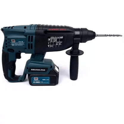 Ciocan Rotopercutor DEMAHO cu 2 Acumulatori 36V 6Ah, Tehnologie Brushless + Valiza de transport