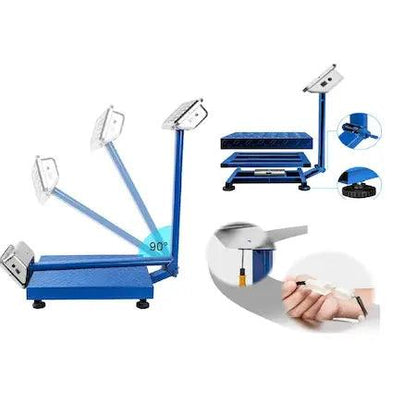 Cantar Electronic 350kg cu acumulator si platforma metalica din tabla striata, brat rabatabil eseller.ro