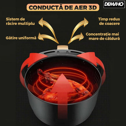Friteuza cu Aer Cald SilverCrest Air Fryer, 6L, 2400W, 10 Programe, Afisaj Digital, LCD Touch, Gătire Uniformă, Conductă de Aer 3D, Ușor de Curățat