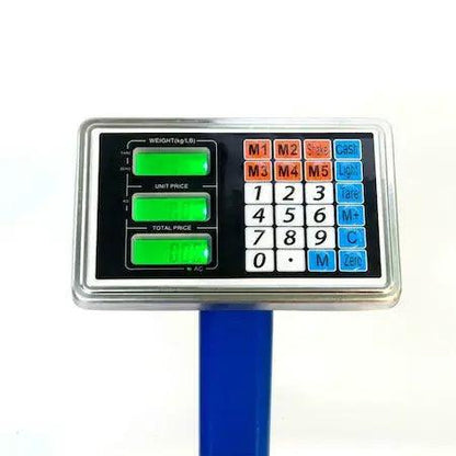 Cantar Electronic 350kg cu acumulator si platforma metalica din tabla striata, brat rabatabil eseller.ro