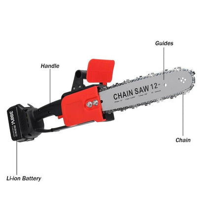 Drujba Electrica - Motofierastrau DEMAHO, 1200W cu Lamela, 12 inch cu 2 Acumulatori 48V, 4200 rpm
