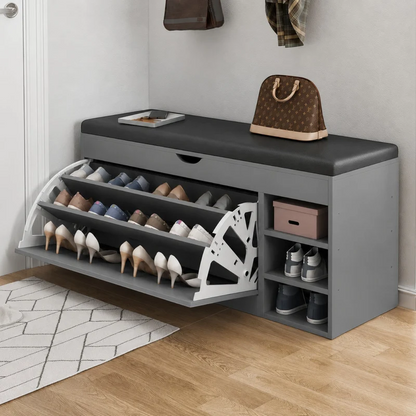 Dulap pentru pantofi tip bancheta Gri, 80 x 30 x 51 cm
