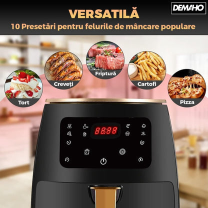 Friteuza cu Aer Cald SilverCrest Air Fryer, 6L, 2400W, 10 Programe, Afisaj Digital, LCD Touch, Gătire Uniformă, Conductă de Aer 3D, Ușor de Curățat