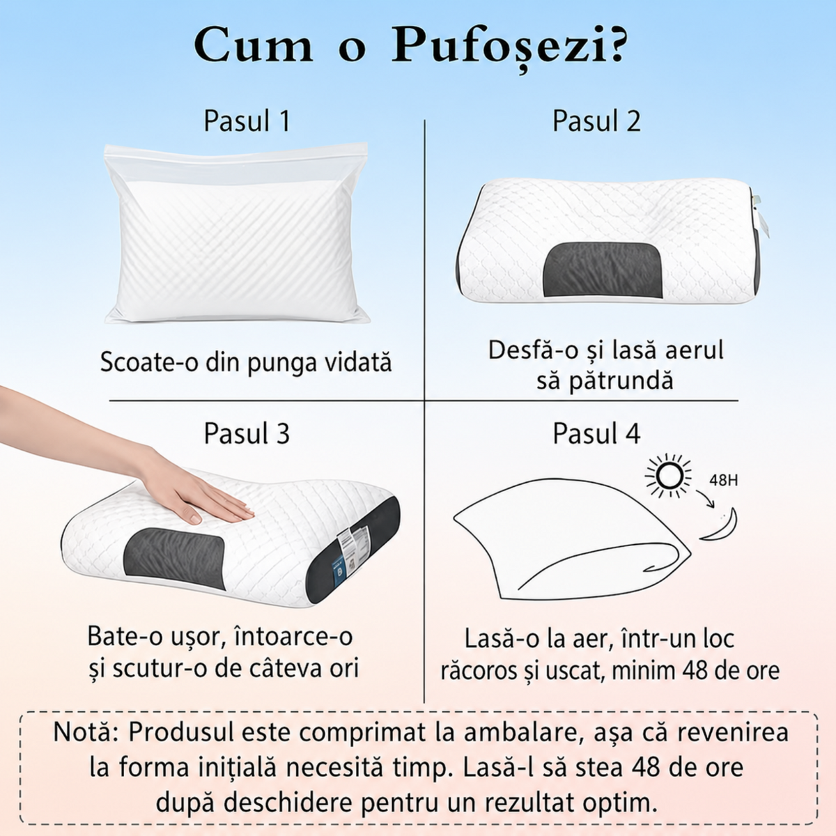 Set 2 Perne Ergonomice pentru Masajul Gâtului, Cuplu – Suport Cervical Reglabil, Husă Detașabilă Lavabilă, 40x65cm – 1+1 GRATIS