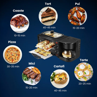 Aparat pentru Micul dejun perfect: Cuptor, Grill si Filtru Cafea, MorningStation
