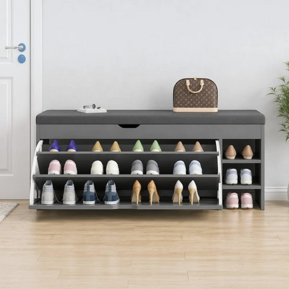 Dulap pentru pantofi tip bancheta Gri, 80 x 30 x 51 cm