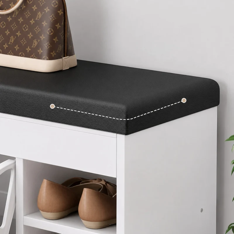 Dulap pentru pantofi tip bancheta Alb, 6 rafturi, 100x34x50 cm
